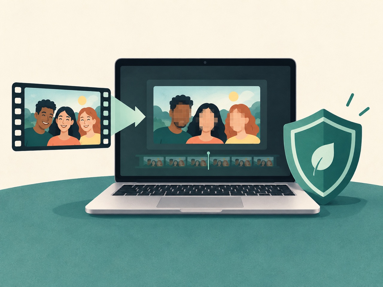 動画内の顔にモザイクをかけるBlurGuardのイメージ